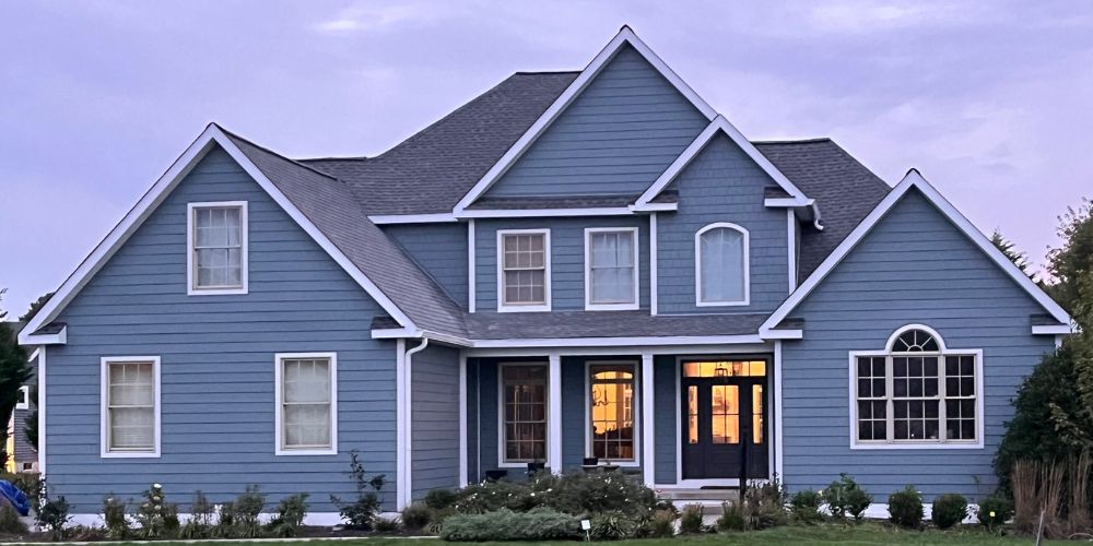 James Hardie Fiber Cement Siding in Boothbay Blue by G. Fedale in Rehoboth Beach, DE. We offer roof financing.